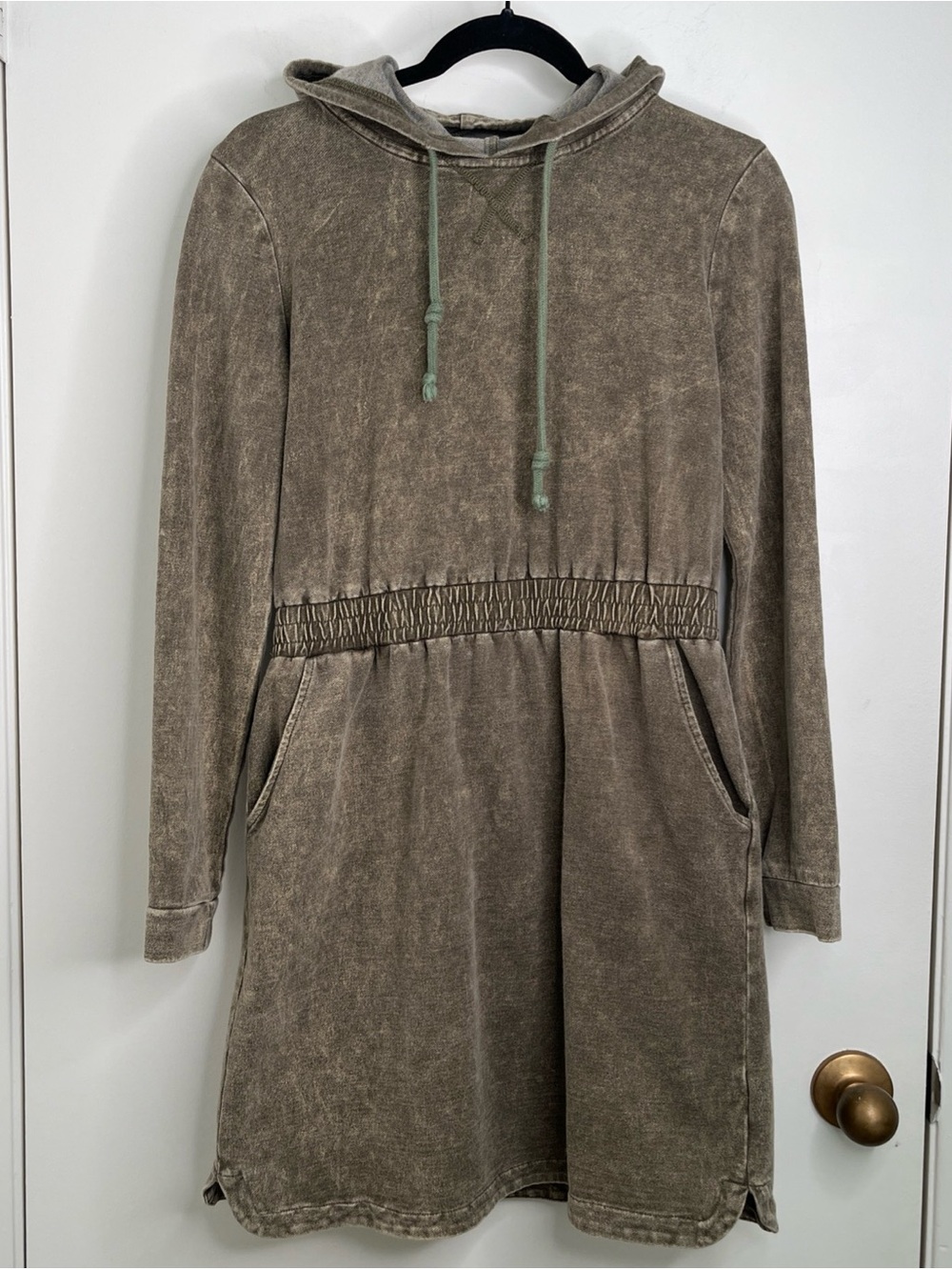 ethereal by Paper Crane Anthropologie Hoodie Tunic Dress Pullover Olive Green M